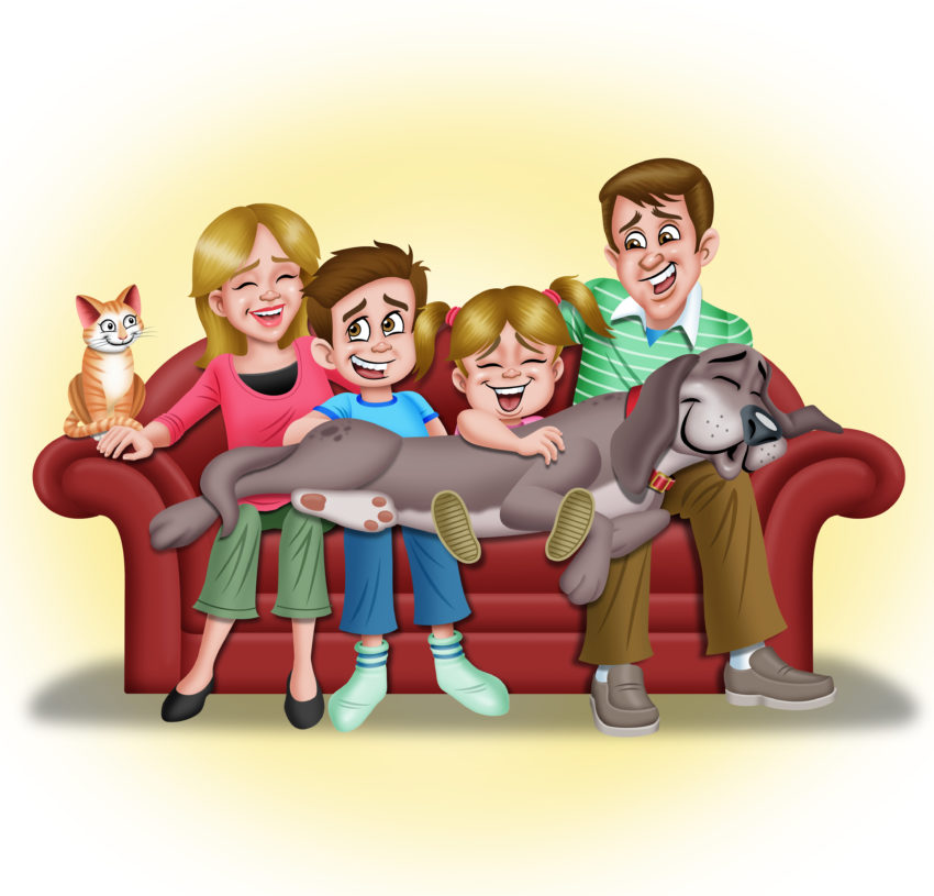 family on a couch